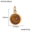 Detail view of 0.93cm stainless steel sunflower pendant with natural tiger eye stone - Round Tiger Eye Pendant (AP34761D0W3)