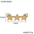 Gold triple star jewelry connector with textured dots surface and circular rings - Triple Star Connector (LP44074DW0)