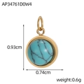 Macro detail of turquoise sunflower pendant measuring 0.93cm with gold plating - Round Turquoise Pendant (AP34761D0W4)