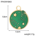 Detail showing green enamel astronaut pendant dimensions of 1.8cm by 1.5cm for DIY jewelry - Green Astronaut Round Style (FP45991BK0)