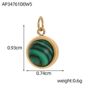 Detail view of sunflower stone pendant with dimensions 0.93cm height and 0.74cm width - Round Malachite Pendant (AP34761D0W5)