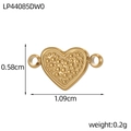 Macro view of gold heart jewelry connector with 3D bubble texture and measurement specs - 3D Bubble Heart (LP44085DW0)