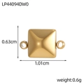 Polished gold square pyramid connector for DIY jewelry with size measurements - Pyramid Connector (LP44094DW0)