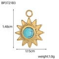 Detailed view of a golden sunflower pendant with turquoise stone, 1.48cm height, 1.0g weight - Sunburst Turquoise Pendant (BP3721B3)