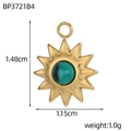 Golden sunburst pendant with green stone, dimensions 1.48cm height by 1.15cm width - Sunburst Green Turquoise Pendant (BP3721B4)