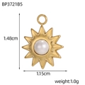 Detailed dimension guide for golden sunflower pendant with central pearl inlay - Sunburst Artificial Pearl Pendant (BP3721B5)