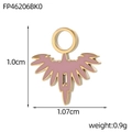 Detail view of pink enamel bird pendant with dimensions 1.0cm by 1.07cm and gold plating - Pink Flying Bird Style (FP46206BK0)