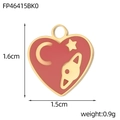 Golden heart pendant with red enamel featuring cosmic moon and star patterns - Red Star Moon Heart Style (FP46415BK0)