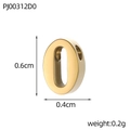 Golden 6mm stainless steel number zero pendant charm for DIY jewelry making - Number 0 Gold (PJ00312D0)