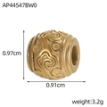 Detailed view of a gold-plated beaded charm with engraved vintage cloud patterns - Scroll Pattern Decorative Bead (AP44547BW0)