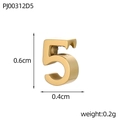 DIY 6mm golden stainless steel number 5 charm pendant for customized jewelry making - Number 5 Gold (PJ00312D5)