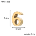 DIY gold number 6 charm pendant in stainless steel 6mm accessory for jewelry making - Number 6 Gold (PJ00312D6)