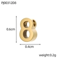 Golden 6mm number 8 charm pendant in matte stainless steel for DIY jewelry - Number 8 Gold (PJ00312D8)