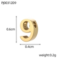 Golden number 9 stainless steel bead for DIY jewelry making, 6mm height mini pendant - Number 9 Gold (PJ00312D9)