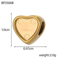 Dettaglio di un ciondolo a cuore dorato da 1,0 cm per gioielli fai-da-te con misure - Perlina a Cuore Decorativa a Tre Punti Oro (BP3506B)