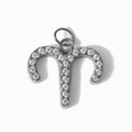 Vue détaillée du pendentif Bélier argenté avec micro-pavage CNC de zircons blancs - Bélier-Argent