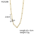 Gold paperclip chain necklace 43cm with 5cm extender and 2.0x0.4cm links - Gold Paperclip Chain Necklace (YX2520B)