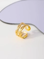 Detail of gold-plated double-layer braided twist open ring with minimalist hollow texture - Double-layer Braid Twist Style (FJ36171D0W0)