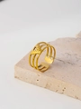 Detail view of gold-plated multi-layer rings with rhombus pattern on stone base - Argyle Geometric Style (34327)