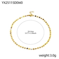 Minimalist gold-plated round sequin link chain necklace with lobster clasp, 35+3cm length - Gold Circular Sequin Necklace (YX25115D0W0)