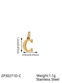 Polished golden stainless steel letter C charm pendant for DIY jewelry, size 1.2cm x 0.9cm - Letter C / Gold