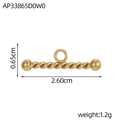 Antique gold toggle bar clasp for jewelry making, length 2.60cm and weight 1.2g - Gold Toggle Bar (AP33865D0W0-14K)