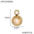 Golden stainless steel bead pendant with ring connector for DIY jewelry making - Gold Round Bead Pendant (AP42194D0W0-14K)