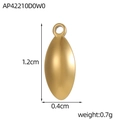 Golden matte oval pendant connector with top ring for DIY jewelry making, 1.2cm height - Gold Olive Shaped Pendant (AP42210D0W0-14K)