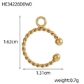 Golden spiral C-shaped earring component with ball detail, measuring 1.62cm by 1.31cm - Gold Spiral Textured Accessory (HE34226D0W0-14K)