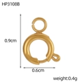 Golden spring round ring clasp for DIY jewelry making 0.9cm x 0.6cm connector - Gold Spring Ring Clasp (HP3108B-18K)