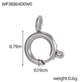 Polished silver spring ring clasp for DIY jewelry with lobster claw ending and chain - Silver Spring Clasp Accessory (WP38864A0W0)