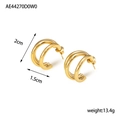 Boucles d'oreilles dorées irrégulières à triple couche en acier inoxydable poli - Double Anneau Doré (AE44270D0W0)