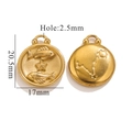 Pisces 18K gold zodiac coin pendant with constellation map, 17mm stainless steel charm - Pisces / Gold