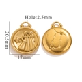 18K gold-plated stainless steel Gemini zodiac pendant charm with embossed star design - Gemini / Gold