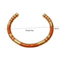 Bracciale stile bambù in smalto arancione e finitura dorata, diametro 68mm peso 26g - Stile in Smalto a Righe Oro Giallo Arancio (HZ44976D9K2)