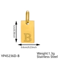 Polished gold stainless steel letter B pendant with size markings 1cm x 0.6cm - Pendant Only (Without Chain) - Letter B / 1cm x 0.6cm / Gold