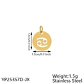 Gold stainless steel Cancer zodiac charm with hollow design and size measurements - Gold Hollow Round (YP25357D-JX) / Cancer