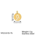 Golden stainless steel Leo zodiac pendant with hollow round charm for DIY jewelry - Gold Hollow Round (YP25357D-SZ) / Leo
