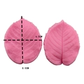 Detail view of pink leaf silicone fondant mold showing 8.0cm by 6.5cm dimensions - Universal Style (2306)