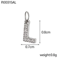 Silver micro-pave cubic zirconia letter L pendant charm for DIY jewelry making - Letter L / Silver