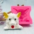 Detaillierte 3D-Hundekopf-Silikonform für Fondant-Mousse-Kuchendekoration und DIY-Seifen - Pink Dog Head