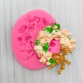 Molde de silicona para corona de rosas con lazo para decoración de pasteles DIY - Rosa