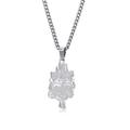 Collana con ciondolo Sacro Cuore in argento con croce e catena a maglia cubana - Catena a Grumet / Argento