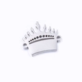 Polished silver stainless steel queen crown pendant with double holes for DIY jewelry - Steel