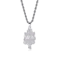 Collana in acciaio argento con pendente a croce sacro cuore e catena a corda - Catena a treccia / Catena a Corda - Colore Acciaio
