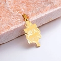 Pendente croce sacro cuore in acciaio inossidabile dorato con incisione vintage - Solo Ciondolo Oro (Senza Catena)