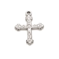 Silver stainless steel cross pendant with ornate relief design and vintage metallic finish - Silver