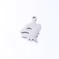 Minimalist silver steel wolf head pendant with sleek silhouette and polished finish - Steel