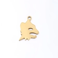 Polished golden stainless steel wolf head pendant with an integrated top hanging loop - Gold