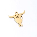 Pendentif tête de taureau en acier inoxydable doré poli pour bijoux artisanaux - Or